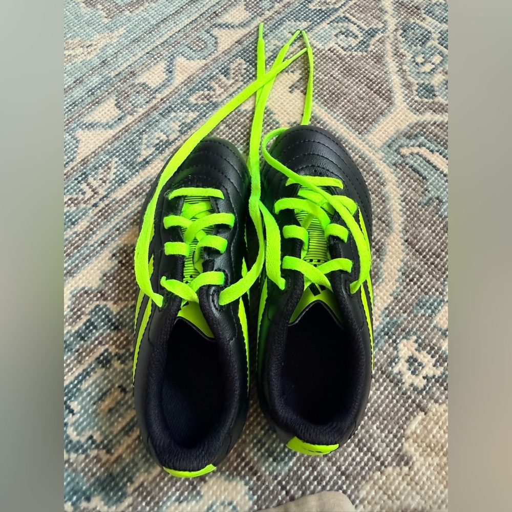 adidas Kids Black and Neon Green Lace-Up Sneakers
